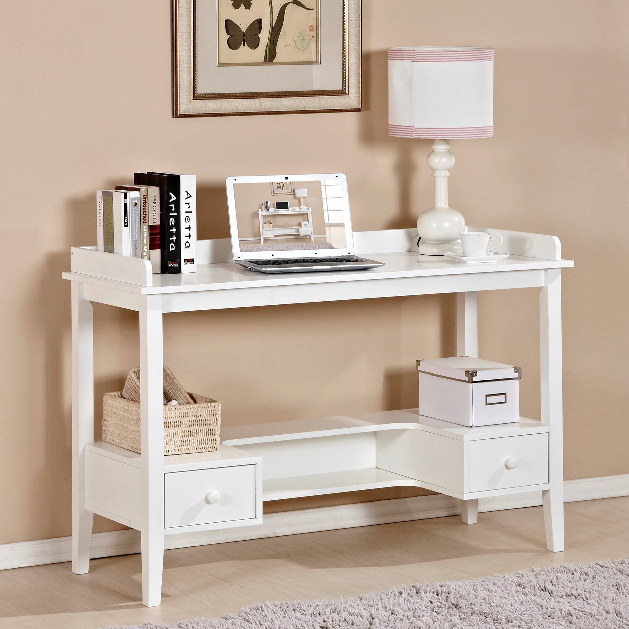 Slim writing desk with drawers deals