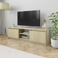 thumbnail image 1 of Veryke Modern TV Stand with 2 Doors and Open Shelves for TVs up to 55 Inches, Sonoma Oak, 1 of 9