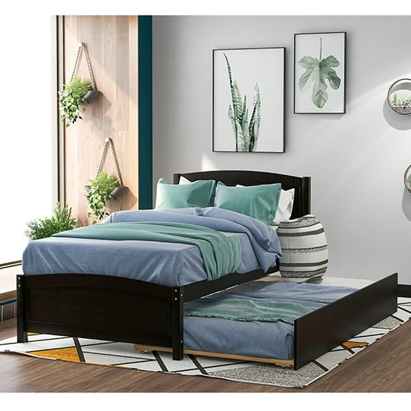 Veryke Platform Bed Frame with Two Storage Drawers - Twin size - Espresso