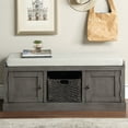 thumbnail image 1 of Veryke Rustic Wood Storage Bench with Storage Cabinets, Bedroom Entryway Storage Ottoman - Dark Gray, 1 of 7