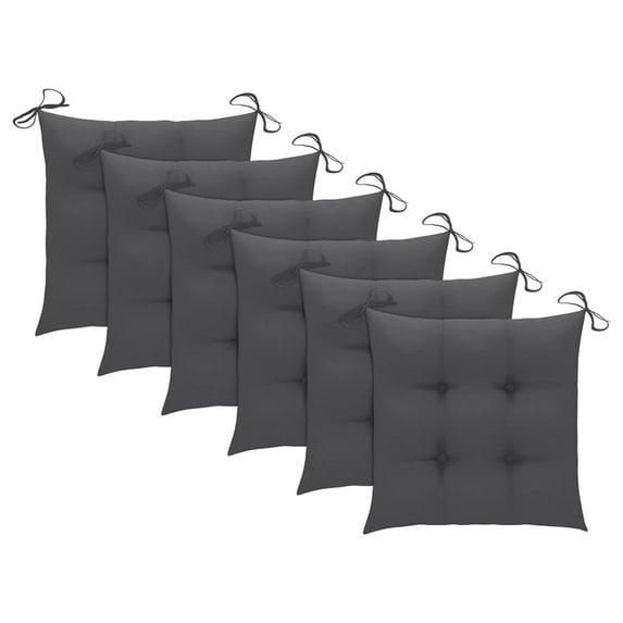 Veryke Set of 6 16" Outdoor/Indoor Square Tufted Chair Pad Seat Cushions in Anthracite