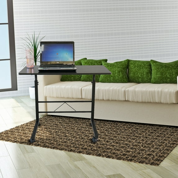 Veryke Side Table with Wheels, Laptop Desk for Bed Sofa, TV Tray Removable Side Snack Table, End Couch Console Table for Living Room, Bedroom, Black