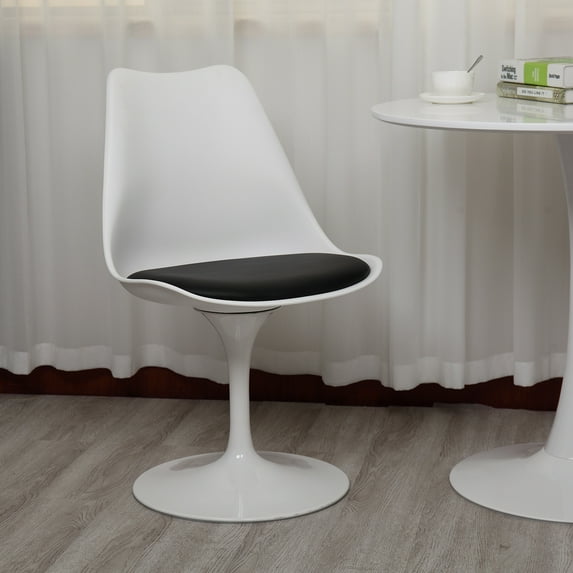 Veryke Swivel Round Base Dining Chairs, Elegant Tulip Side Chair for Living Room Cafe - Black
