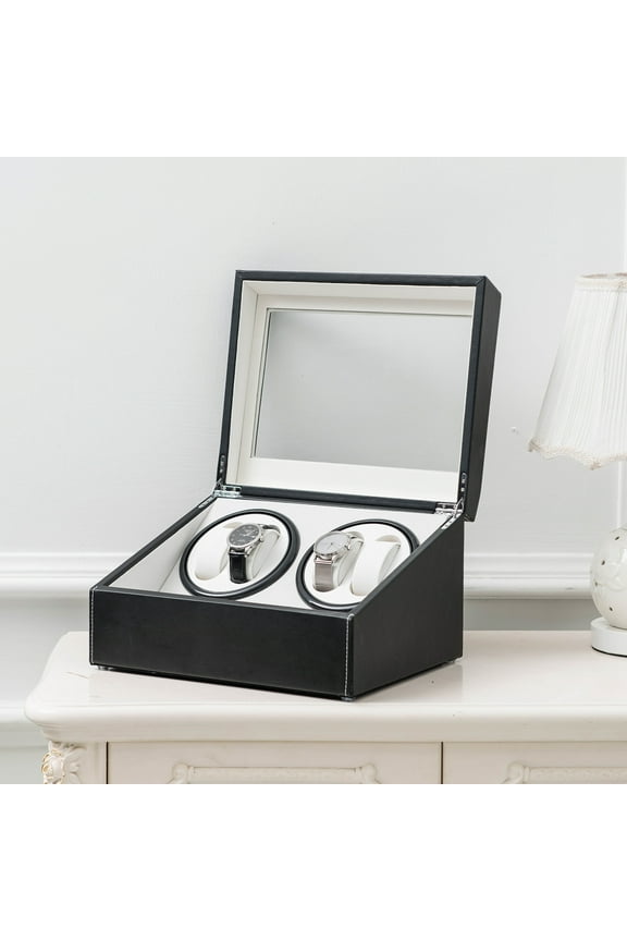 Watch Box, Double Watch Winder, Automatic Rotation Watch Jewelry Display Case, PU Leather Watch Case, Watch Storage Box Organizer Gift for Men/ Women