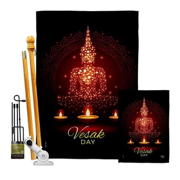 Vesak Day Religious 28 x 40 in. Double-Sided Decorative Horizontal House Flags Kit for Decoration Banner Garden Yard Gift