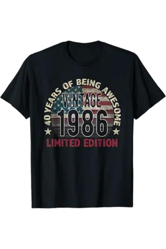 Vesco 40th Birthday Gift Men Vintage Born 1986 Turning 40 Year Old T-Shirt
