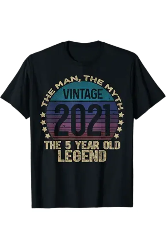 Vesco 5 Year Old Gifts Vintage 2021 Edition 5th Birthday T-Shirt