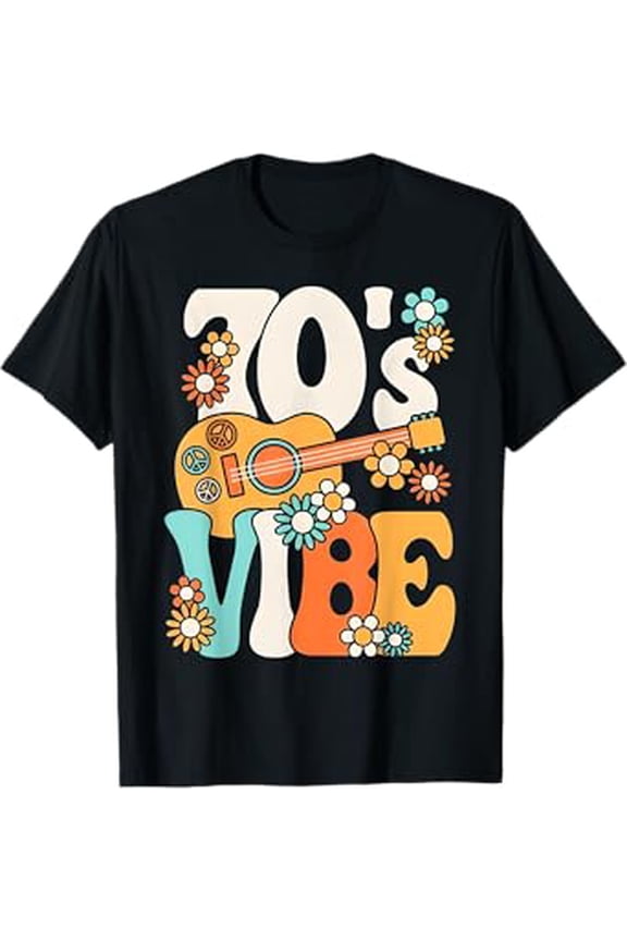 Vesco 70's Vibe Shirt Funny 70s Retro Party Boho Hippie Peace Sign T-Shirt