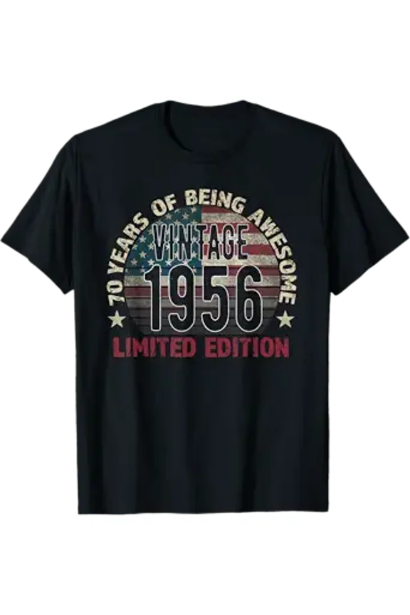 Vesco 70th Birthday Gift Men Vintage Born 1956 Turning 70 Year Old T-Shirt