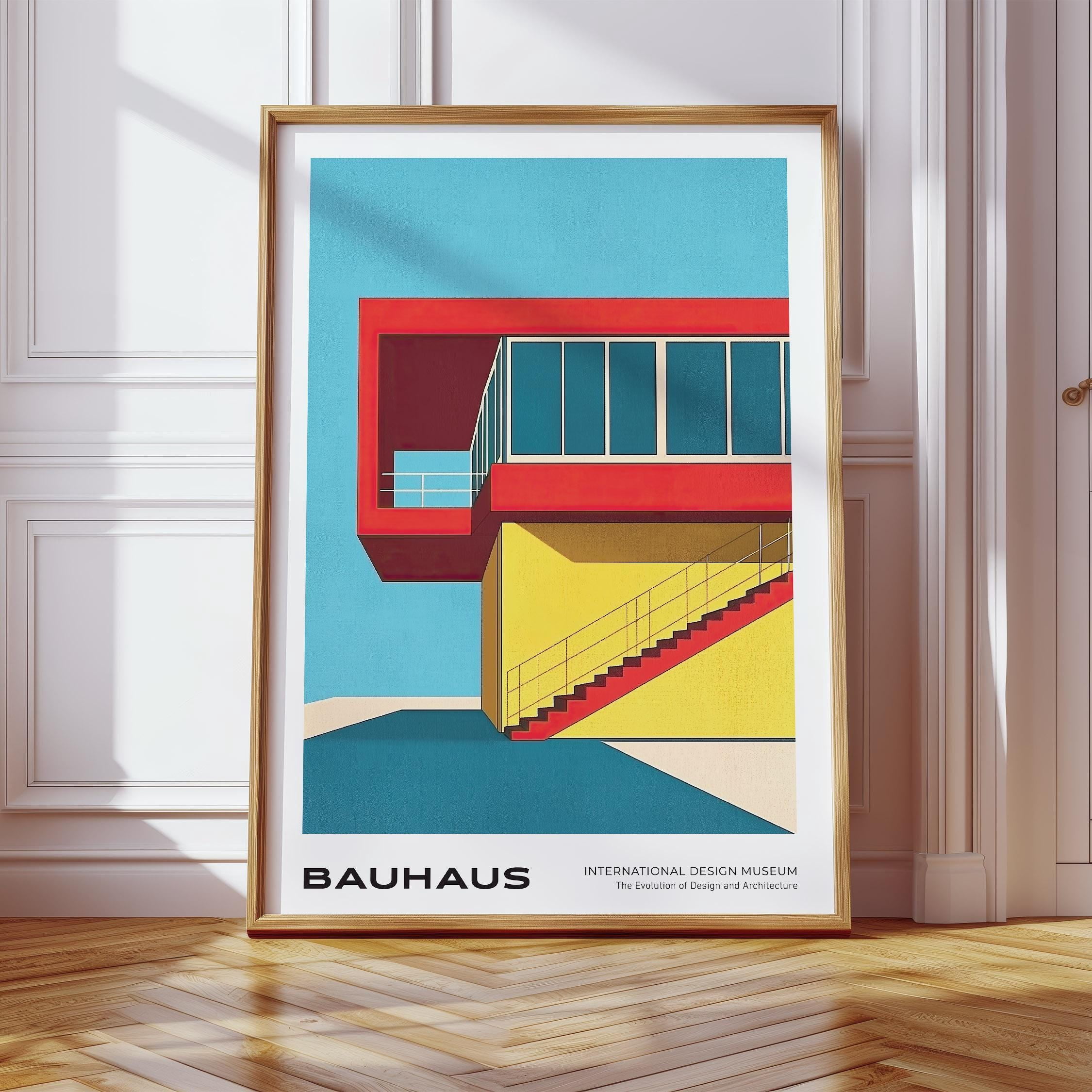 Vesco Art Mid Century Modern Bauhaus Wall Art Print Red Yellow Blue ...