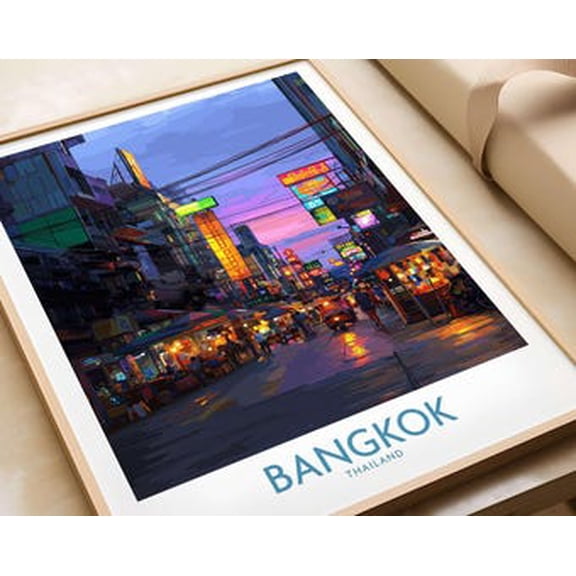 Vesco Bangkok Neon Lights Wall Art, Thai Artwork Decor, Vibrant C, 8x12 UNFFRAMED