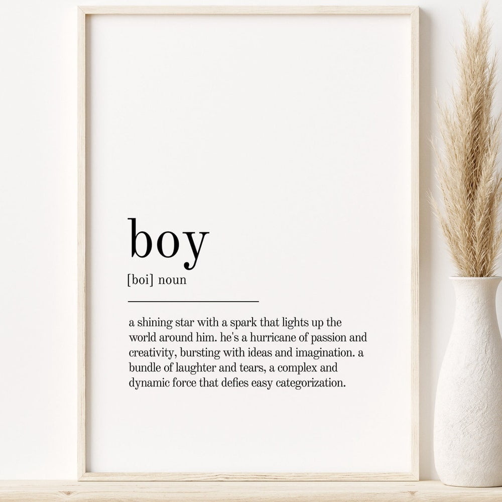 Vesco Boy Definition Print, Wall Art Prints, Quote Decor, Minimalist ...