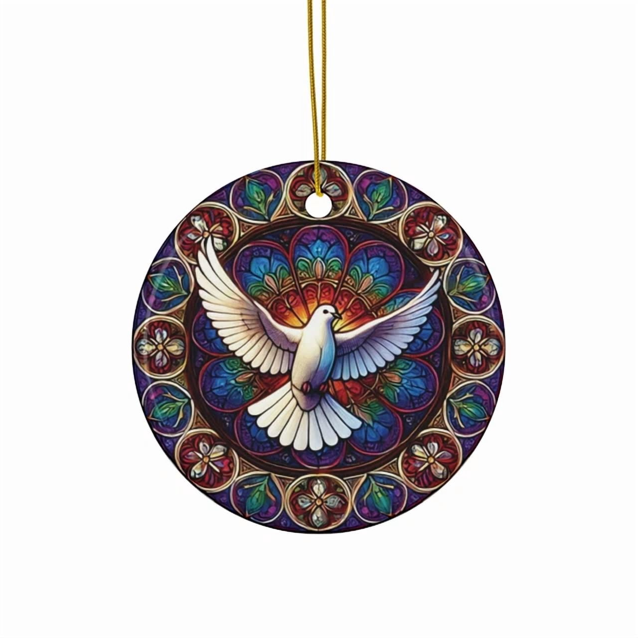 Vesco Ceramic Christmas Ornament - Peace Dove Stained Glass Style, 1PC ...