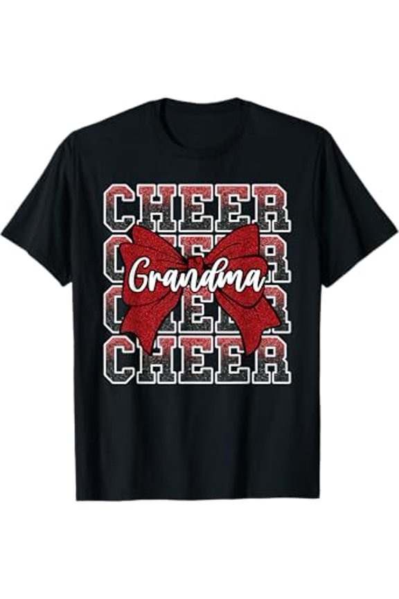 Vesco Cheer G-Ma Grandma Bow Sport Cheerleader Cheerleading Red T-Shirt