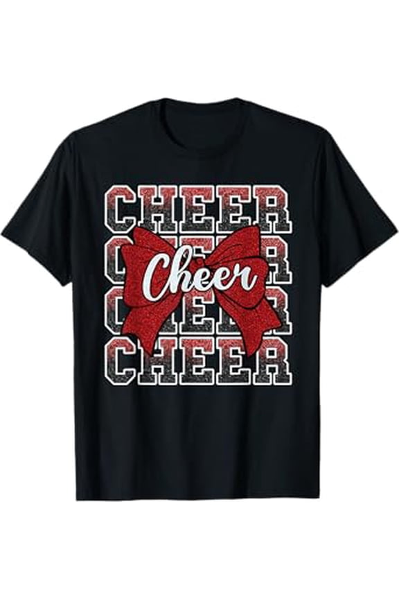 Vesco Coquette Cheer Bow Funny Sport Cheerleader Cheerleading Red T-Shirt