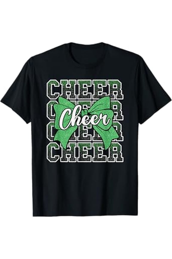 Vesco Coquette Cheer Bow Sport Cheerleader Cheerleading Green T-Shirt