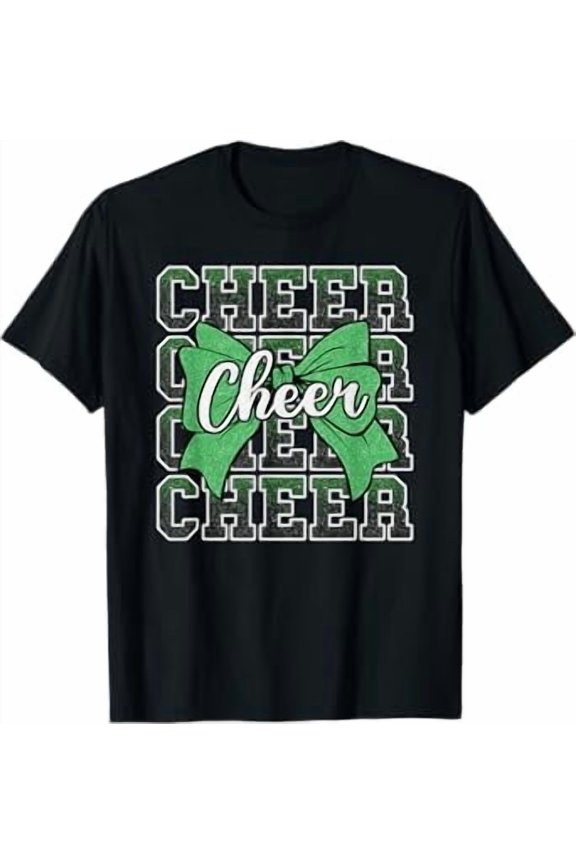 Vesco Coquette Cheer Bow Sport Cheerleader Cheerleading Green T-Shirt