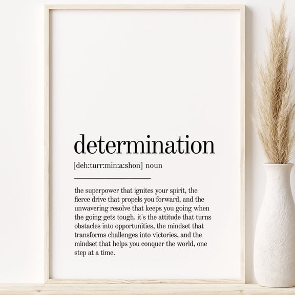 Vesco Determination Definition Print, Wall Art Prints, Printable Quote, 8x12 UNFFRAMED