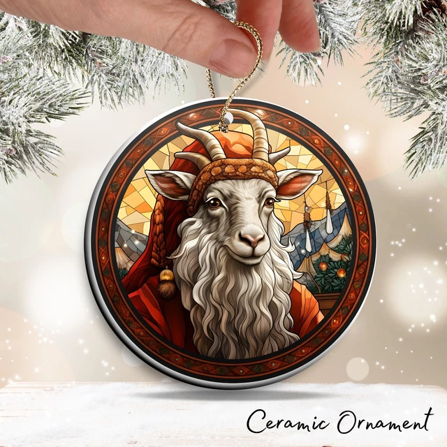 Vesco Farmhouse Goat Stained Glass Animals Ceramic Christmas Ornament ...