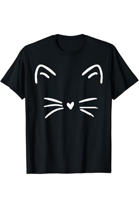 Vesco Funny Cute Cat Face Heart Nose Cat Lover T-Shirt