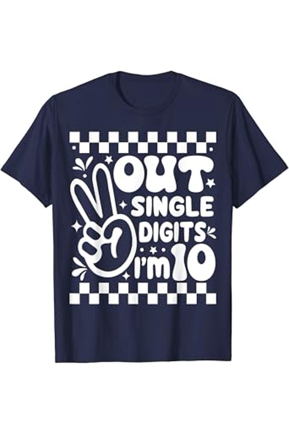 Vesco Funny Peace Out Single Digits I'm 10 Year Old 10th Birthday T-Shirt