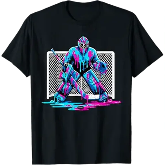 Vesco Hockey Goalie Ice Cream Drip Boys Ice Hockey Sport Player T-Shirt