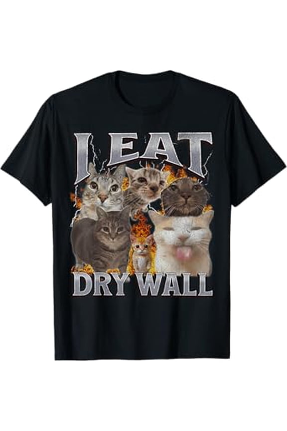 Vesco I Eat Drywall Funny Cat Meme Bootleg Graphic T-Shirt