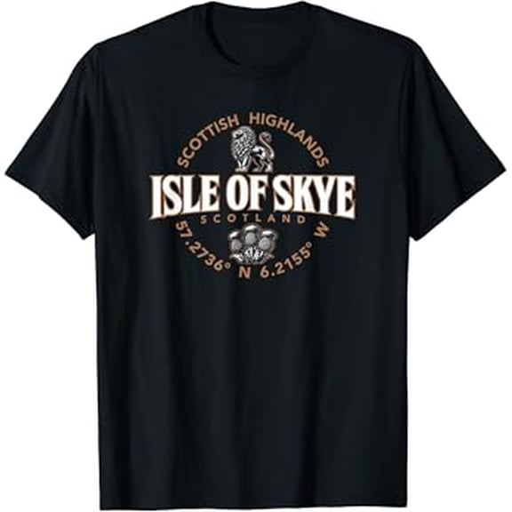 Vesco Isle of Skye Scotland Highlands Coordinates Label 2 Color T-Shirt