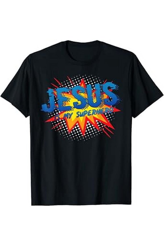 Vesco Jesus Is My Superhero Cute Powerful Christian Gift Comic T-Shirt