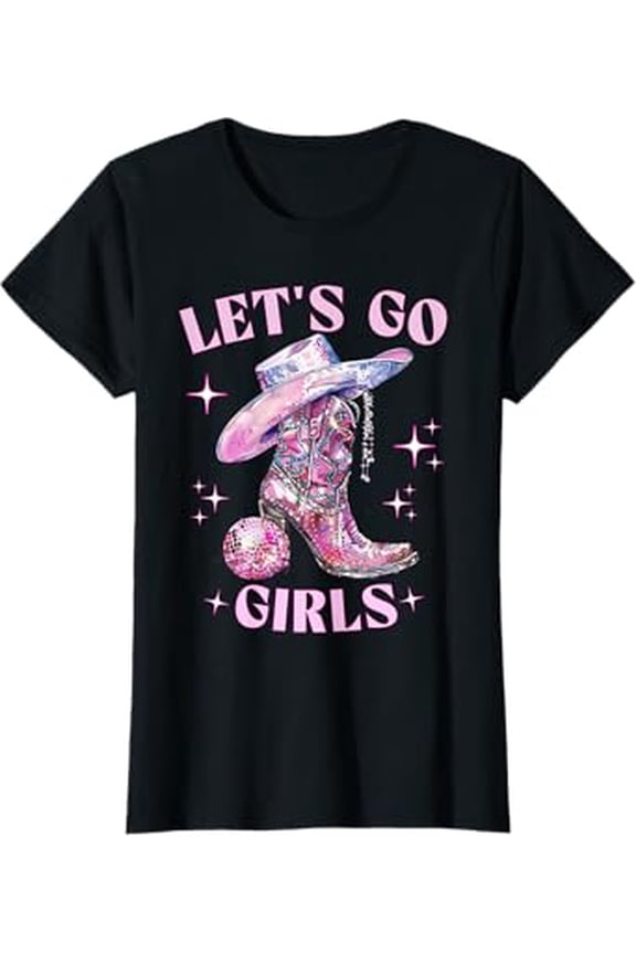 Vesco Let's Go Girls Pink Cowgirl Bachelorette Party Girls Trip T-Shirt
