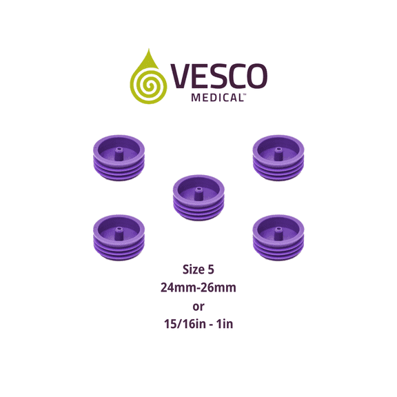 Vesco Medical ENFit Medicine Bottle Adapters - Size 5 (24mm-26mm) - Pack of 5