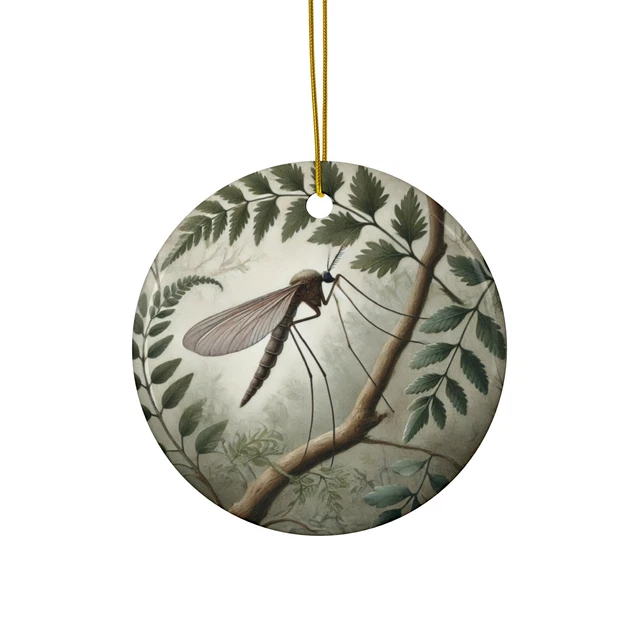 Vesco Mosquito Ornament – Ceramic Nature Insect Decor with Fern Leaves ...