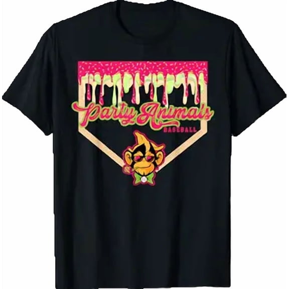 Vesco Party Animals Baseball Drippy Plate Monkey T-Shirt