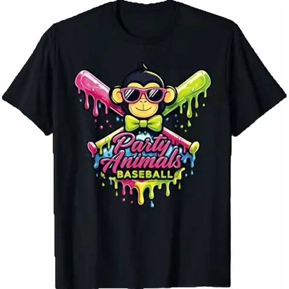 Vesco Party Animals Baseball Funny Monkey T-Shirt
