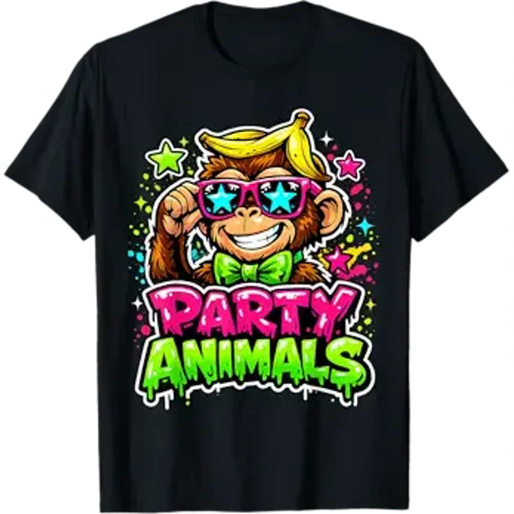 Vesco Party Animals Baseball Jersey Funny Monkey Vibrant Slime T-Shirt