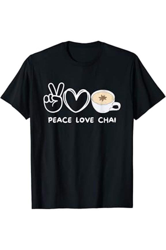 Vesco Peace, Love Chai Tea Retro Chai Tea Lover Food Lover T-Shirt