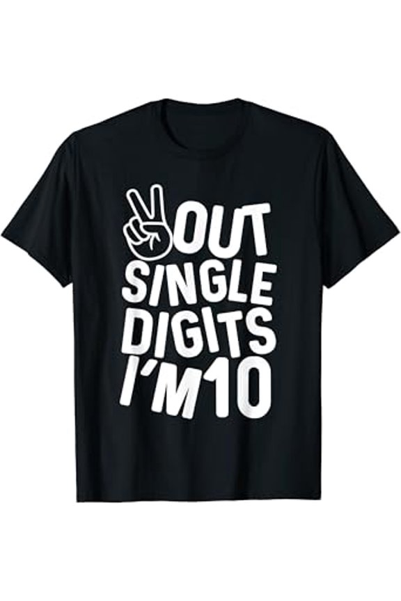 Vesco Peace Out Single Digits I'm 10 10th Birthday Boys & Girls T-Shirt