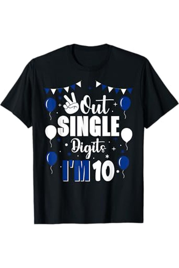 Vesco Peace Out Single Digits I'm 10 Year Old 10th Birthday Boys T-Shirt