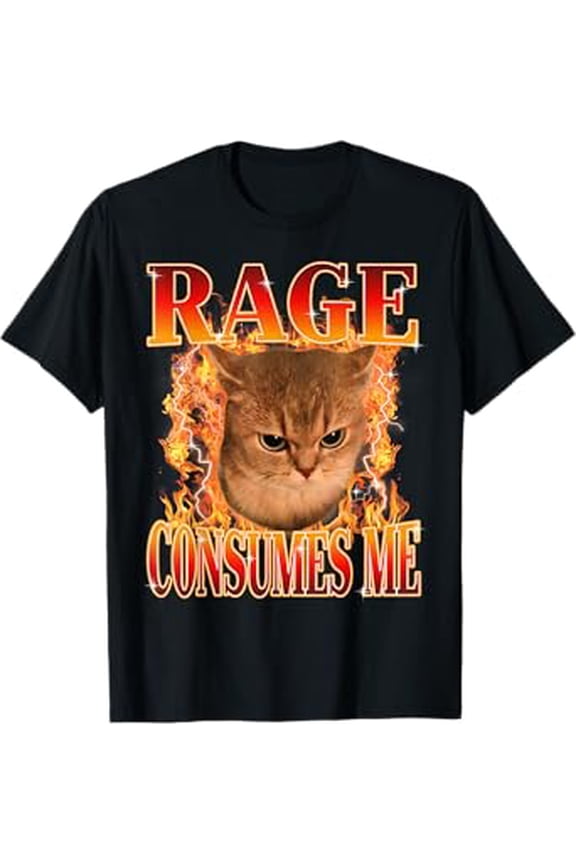 Vesco Rage Consumes Me Angry Cat Meme Funny Saying Cats Animals T-Shirt