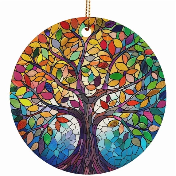 Vesco Rainbow Stained Glass Art Tree Of Life Christmas Ornament Gift ...