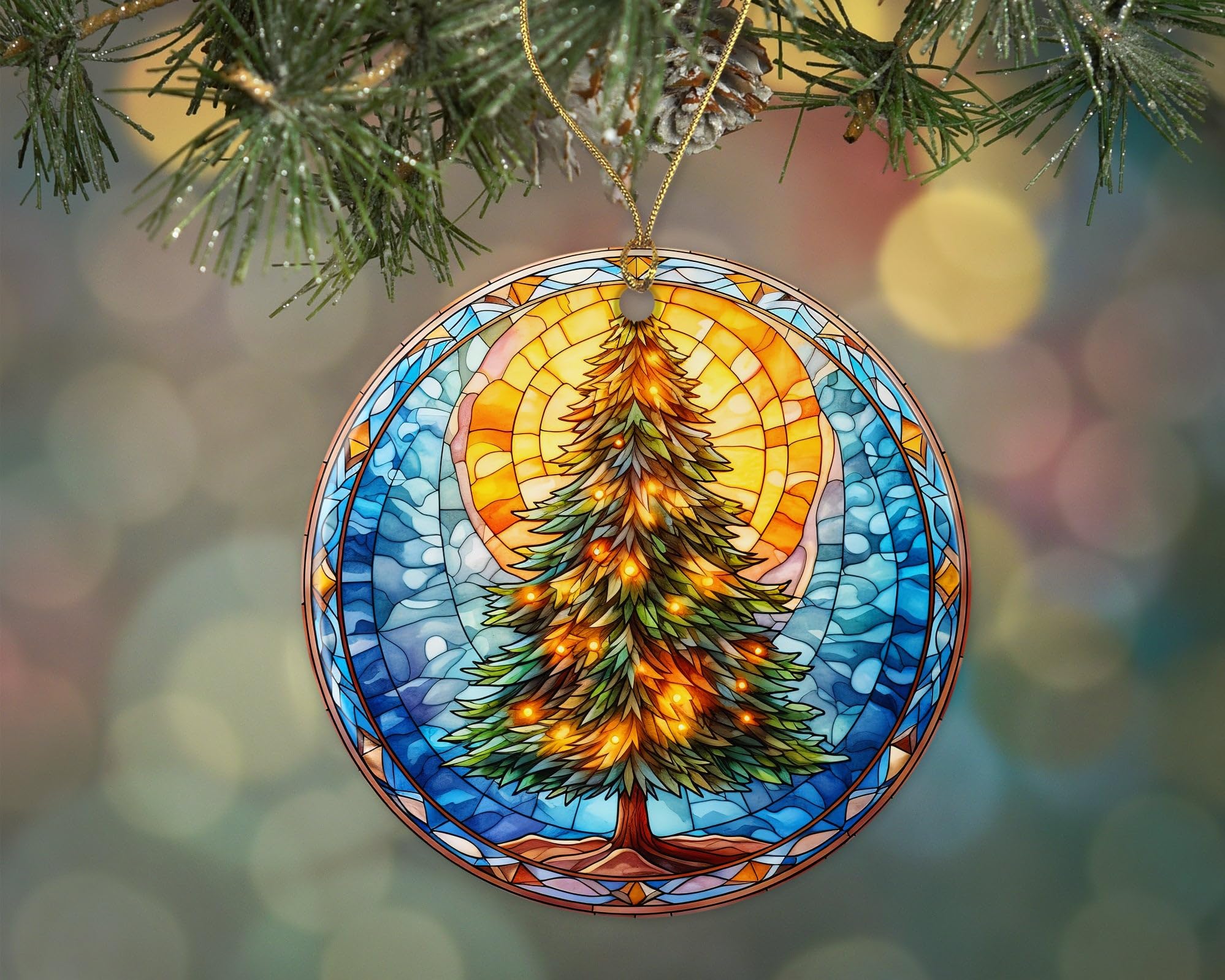 Vesco Stained Glass Christmas Tree Ornament Ceramic, Ornament Ceramic ...