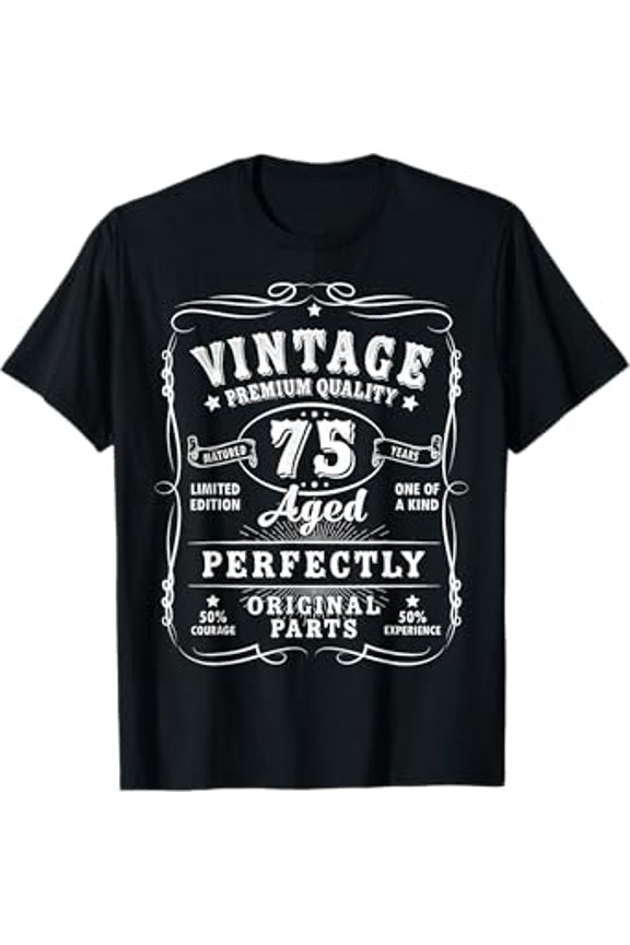 Vesco Vintage 75th Birthday Decorations Men Gag Funny 75 Birthday T-Shirt