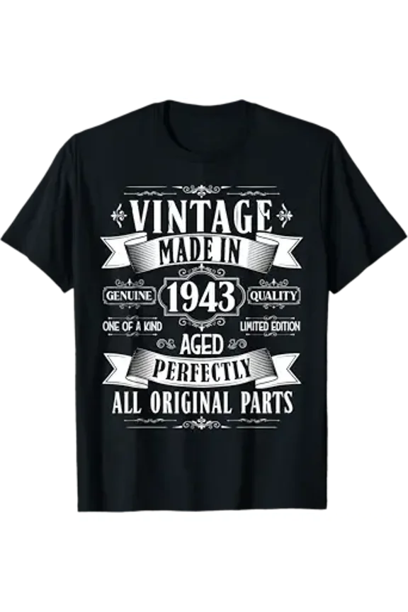 Vesco Vintage 82nd Birthday Men Born 1943 82 Years Old Bday Men T-Shirt
