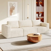 Vesgantti 119" Cloud Modular Sectional Sofa, Deep Seat Corduroy Couch with Spring Support, 3-Seater L-Shaped Convertible Sofa for Living Room & Apartment, No Assembly Required, Beige