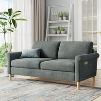 Vesgantti 65" Grey Loveseat – Mid-Century Modern 2-Seater Sofa, Tool-Free Assembly, Compact & Comfy