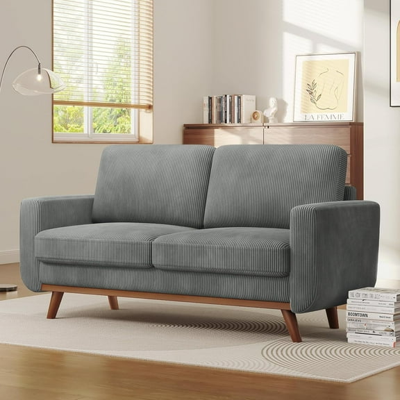 Vesgantti 68" Corduroy Loveseat Sofa, Comfy Deep Seat Couch with Spring Cushions & Solid Wood Frame, Modern Upholstered Sofa for Living Room, Bedroom, or Office