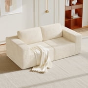 Vesgantti 80" Cloud Modular Sectional Sofa, Deep Seat Corduroy Couch with Spring Support, 2-Seater L-Shaped Convertible Sofa for Small Spaces, No Assembly Required, Beige