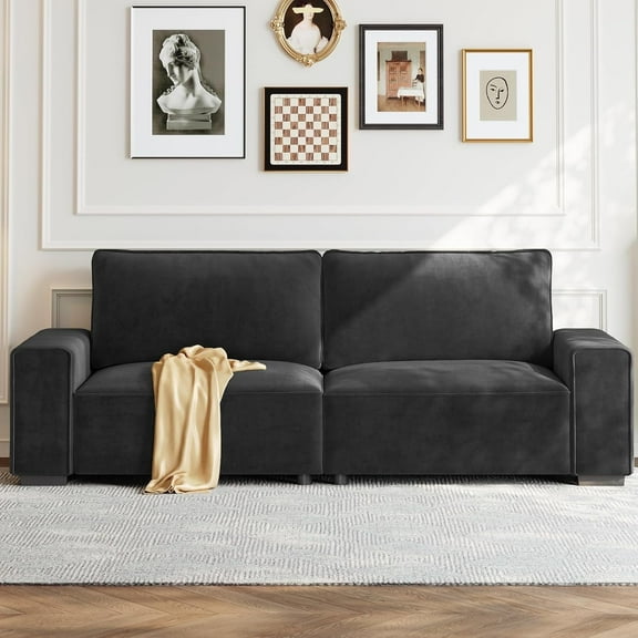 Vesgantti 87'' Chenille Couch for Living Room, 3 Seater Comfy Sofa with Wide Armrest, Thick Spring Cushions, Removable Cover, Modern Cloud Couch for Apartment, Office, Small Space