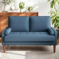 thumbnail image 1 of Vesgantti Loveseat Sofa, 48" Small Couches for Small Spaces, Love Seat for Living Room, Bedroom, Easy Assembly Mid Century Modern Couch with Throw Pillow for Apartment, Blue, 1 of 16