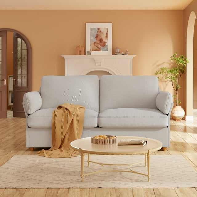 Vesgantti Mid-Century Modern Linen Upholstered 3 Seater Sofa, Grey